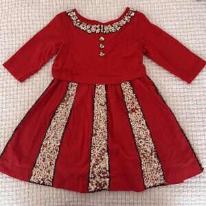 Mini Boden Red And Gold Sequin Dress